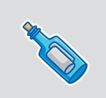 lindo mensaje de botella en el océano. ilustración aislada del concepto de objeto de dibujos animados. estilo plano adecuado para el diseño de iconos de pegatinas vector de logotipo premium