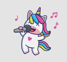 cute unicorn girls singing. cartoon animal nature concept Isolated illustration. Flat Style suitable for Sticker Icon Design Premium Logo vector. Mascot Character vector