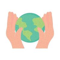 hands holding earth planet vector