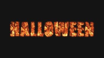animação de texto de fogo de halloween feliz com fundo preto, video