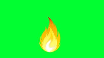 fuego ardiente en video de pantalla verde 4k. fuego furioso. fuego de animación de dibujos animados 2d natural y realista.