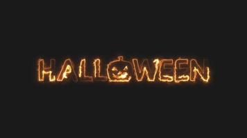 Lycklig halloween brand text animering med svart bakgrund, video