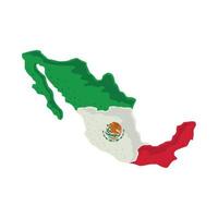 mexican map and flag vector