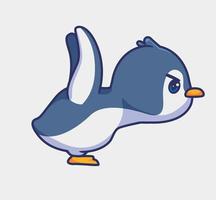 lindo pingüino enojado. ilustración animal de dibujos animados aislados. vector de logotipo premium de diseño de icono de etiqueta de estilo plano. personaje mascota