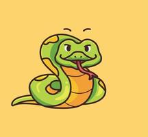 cute snake looking to the front. cartoon animal nature concept Isolated illustration. Flat Style suitable for Sticker Icon Design Premium Logo vector. Mascot Character vector