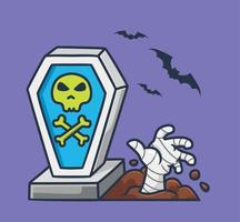 cute mummy hand from a grave. cartoon halloween event concept Isolated illustration. Flat Style suitable for Sticker Icon Design Premium Logo vector. Mascot character vector