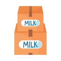 cardboard boxes of milk vector