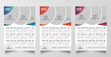 2023 one page wall calendar design template vector