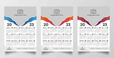 2023 one page wall calendar design template vector