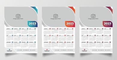 2023 one page wall calendar design template vector