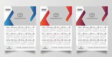 2023 one page wall calendar design template vector