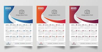 2023 one page wall calendar design template vector