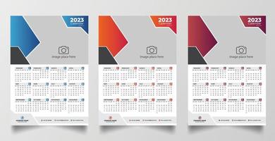 2023 one page wall calendar design template vector