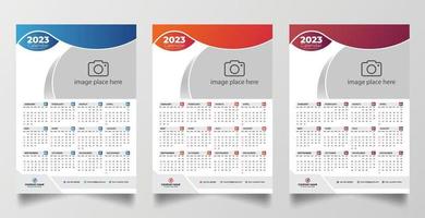 2023 one page wall calendar design template vector