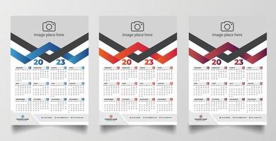 2023 one page wall calendar design template vector