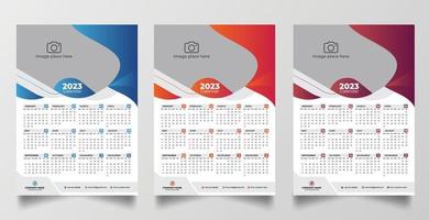 2023 one page wall calendar design template vector