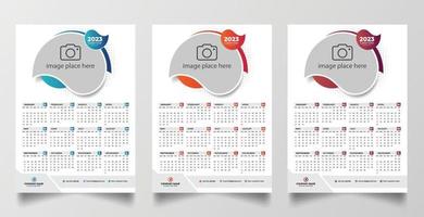 2023 one page wall calendar design template vector