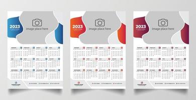 2023 one page wall calendar design template vector