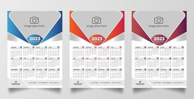 2023 one page wall calendar design template vector