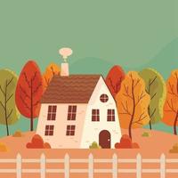 cottage in autumn vector