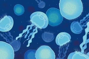 underwater jellyfishes background vector