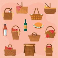 set of picnic vector