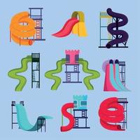 icons of water slides park vector