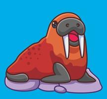 cute walrus open his mouth. isolated cartoon animal illustration. Flat Style Sticker Icon Design Premium Logo vector. Mascot Character vector