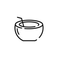 Coconut Drink, Juice Dotted Line Icon Vector Illustration Logo Template. Suitable For Many Purposes.