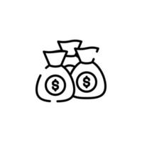 dinero, efectivo, riqueza, pago línea punteada icono vector ilustración logotipo plantilla. adecuado para muchos propósitos.