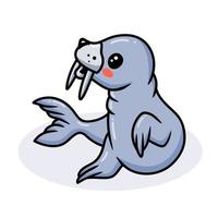 Cute little walrus cartoon posing vector