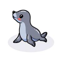 Cute little seal cartoon posing vector