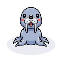Cute little walrus cartoon posing vector