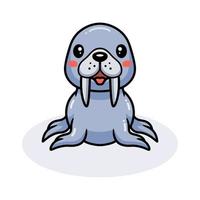 Cute little walrus cartoon posing vector