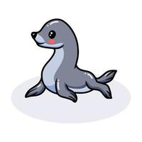 Cute little seal cartoon posing vector