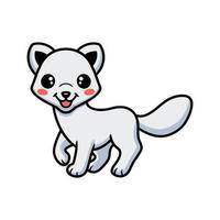 Cute little arctic fox cartoon vector