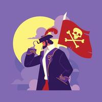 Pirate in The Fullmoon Night vector