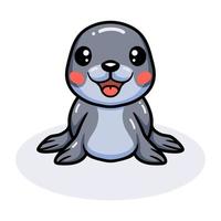 Cute little seal cartoon posing vector