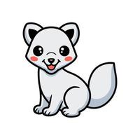 Cute little arctic fox cartoon vector