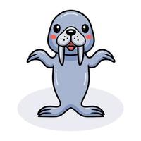 Cute little walrus cartoon standing vector