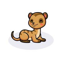 Cute little meerkat cartoon lying down vector