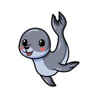 Cute little seal cartoon posing vector