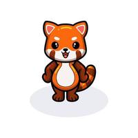 lindo pequeño panda rojo de dibujos animados de pie vector