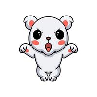 Cute angry little polar bear cartoon vector