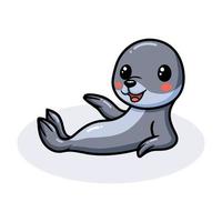 Cute little seal cartoon lying down vector