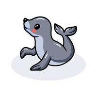 Cute little seal cartoon posing vector