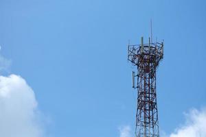 Telephone towers with sky and clouds in the background, Copy space photo