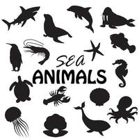 Sea Animals Silhouette Vector Illustration