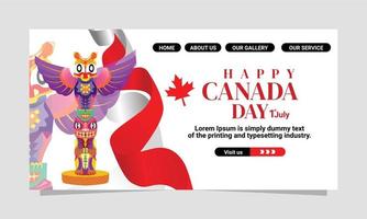 canada independence day website landing page with totem statue vector