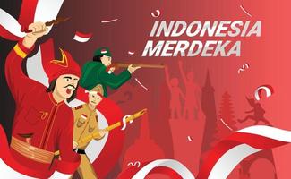 ilustración de vector de espíritu de héroe de independencia de indonesia